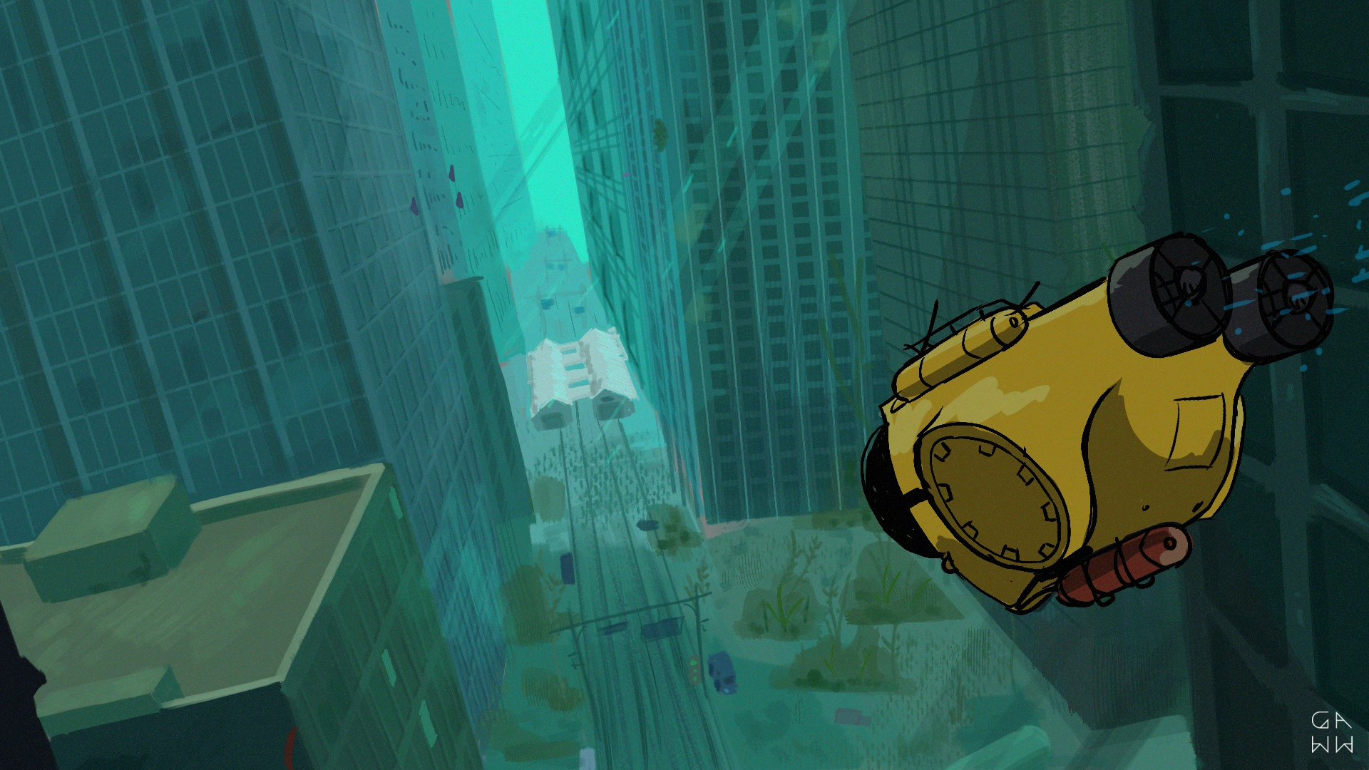 Concept art : la ville engloutie